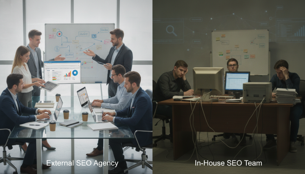 erfahren sie, warum externe seo-agenturen oft effektiver sind als inhouse-seo-teams bei der suchmaschinenoptimierung und wie sie nachhaltige erfolge für ihr unternehmen erzielen können.