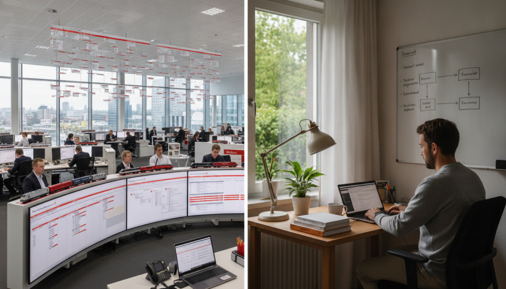 erfahren sie die unterschiede im prozessmanagement zwischen der deutschen bahn und einer ich-ag, inklusive strategien, herausforderungen und best practices.